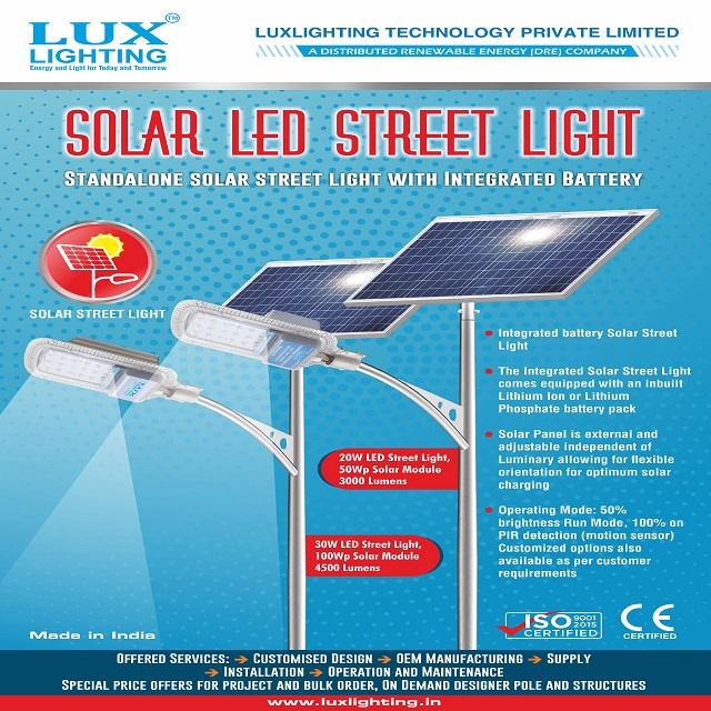 Semi Integrated Solar Street Light (Lithium Ion Battery), Input Voltage: 12V